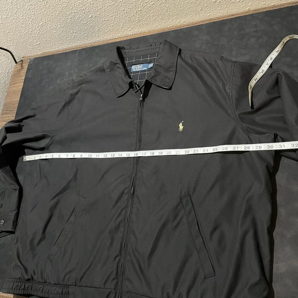Polo Ralph Lauren Harrington Jacket Vintage 2XB Black Windbreaker Windowpane 90s